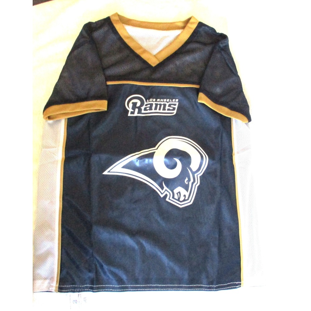 NFL Flag Los Angeles Rams Youth Jersey Med Navy Blue Gold BDA Football Shirt New